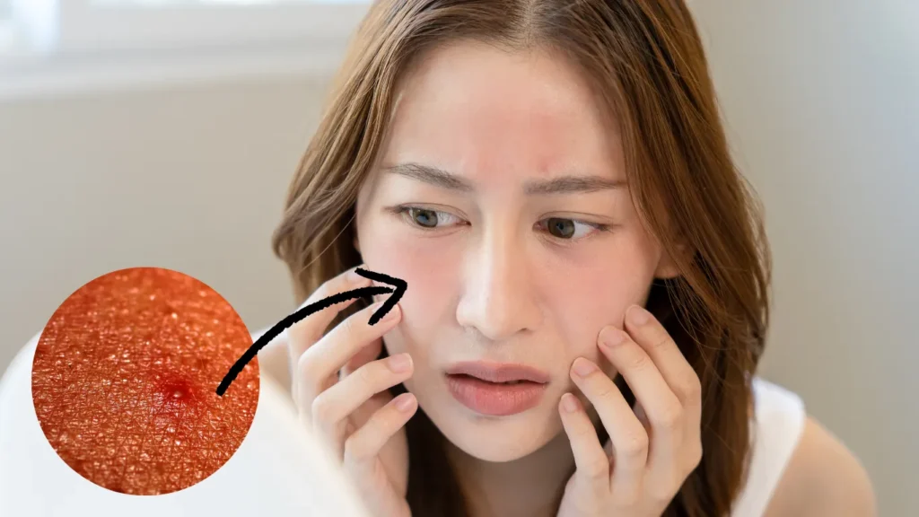 Woman with red irritated face